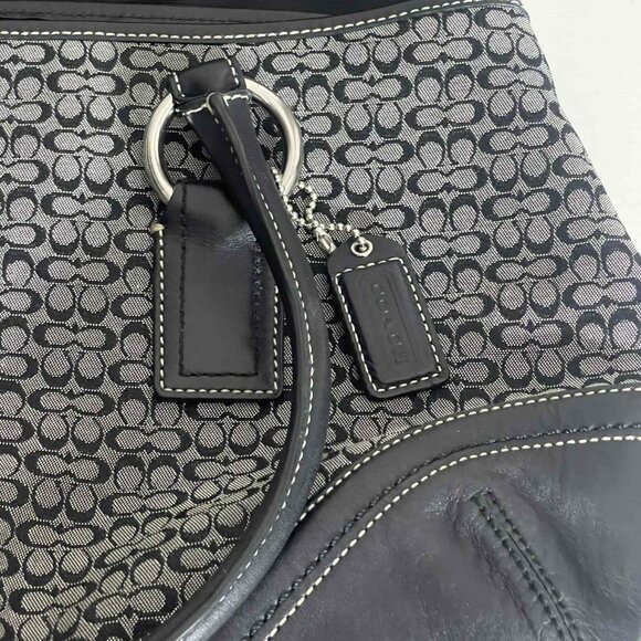 Y2K COACH BLACK SOHO SIGNATURE C SATCHEL, CANVAS, LEATHER TRIM, FLAP. NWOT - Picture 5 of 14